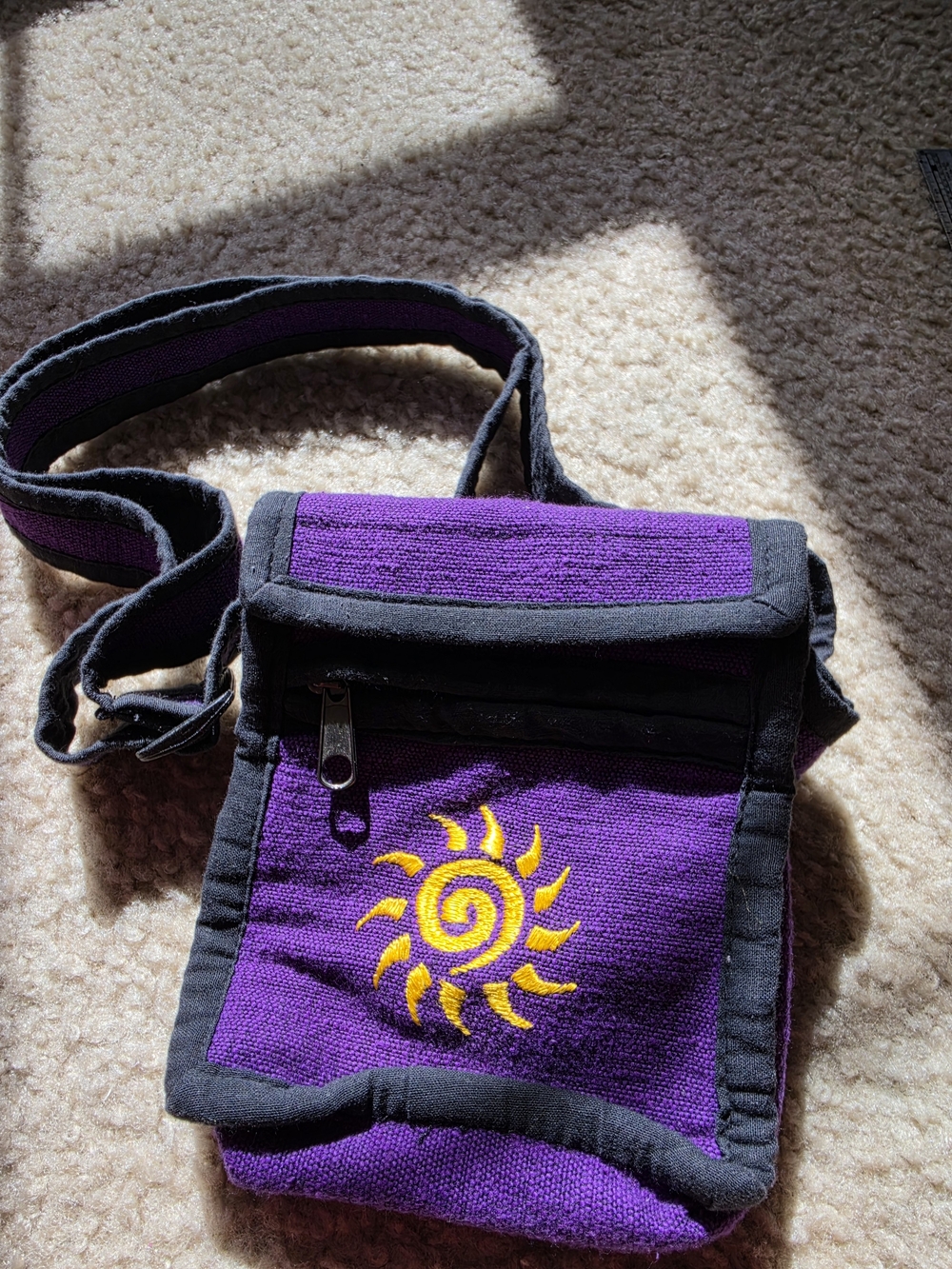 Shop Therapy Purple Cotton Crossbody Travel Organizer Bag